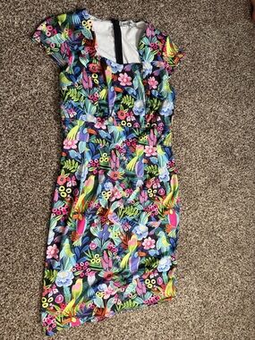 Grace Karin Multicolor Tropical Bird & Floral Dress